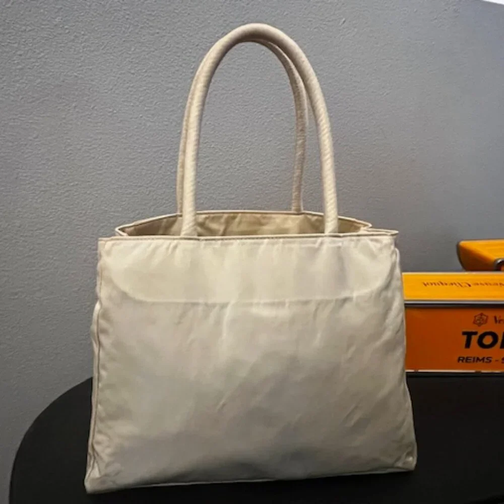 Prada Ivory Tessuto Nylon Top Handle Tote Bag - Picture 2 of 8